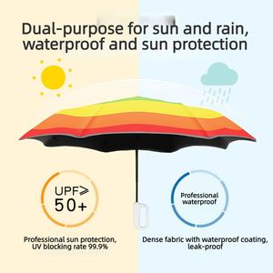 Parapluie automatique arc-en-ciel pour enfants avec logo personnalisé, poignée mousqueton sécurisée anti-retour, idéal pour l'école, les activités de plein air, la vente au détail et les cadeaux promotionnels - Product Image 3
