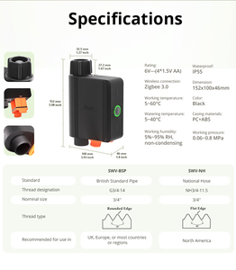 Válvula de Agua Zigbee Sonoff SWV BSP, Interruptor Inteligente para Riego de Jardín con Control Remoto por Aplicación Ewelink, Resistente al Agua IP66, Duradera - Product Image 5