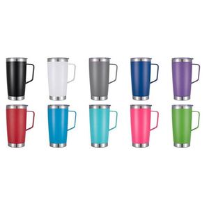 Custom 20Oz Eco-Friendly Powder Coated Double Wall Stainless Steel Vacuum Insulated <b>Hot</b>/<b>Cold</b> Tumbler With Handle - Product Image 2