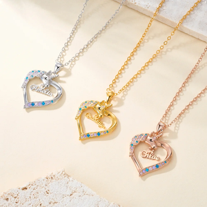 Collana con ciondolo cuore unicorno <span class=keywords><strong>fantasia</strong></span> personalizzata con <span class=keywords><strong>nome</strong></span> <span class=keywords><strong>di</strong></span> gioielli <span class=keywords><strong>di</strong></span> compleanno regalo <span class=keywords><strong>di</strong></span> natale per bambina figlia - Product Image 6