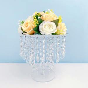 Base in Acrilico Moderna per Torte <span class=keywords><strong>con</strong></span> Perle di Cristallo, Espositore Trasparente per Dessert per Matrimoni ed Eventi - Product Image 2