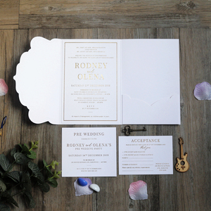 Invitaciones <span class=keywords><strong>de</strong></span> Boda con Textura Única en Cartulina, Sobres con Corte Troquelado, Modelos <span class=keywords><strong>de</strong></span> Tarjetas <span class=keywords><strong>de</strong></span> Invitación <span class=keywords><strong>de</strong></span> Matrimonio con Letras Doradas y Negras - Product Image 2