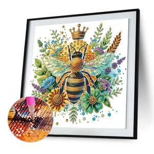 Custom 30x30cm il <span class=keywords><strong>re</strong></span> dell'ape decorazione della parete pittura a diamante <span class=keywords><strong>di</strong></span> forma irregolare 5D cristallo trapano fai da te animale diamante pittura kit - Product Image 1