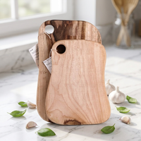 Planche à découper rectangulaire personnalisable en bois massif avec trous de suspension, écologique, réutilisable, durable, épaisseur 1,5 cm, pour steak et barbecue