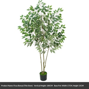 Petit arbre artificiel Banyan en <span class=keywords><strong>pot</strong></span> pour décoration intérieure, fausse plante bonsaï à bordure verte, en promotion - Product Image 6