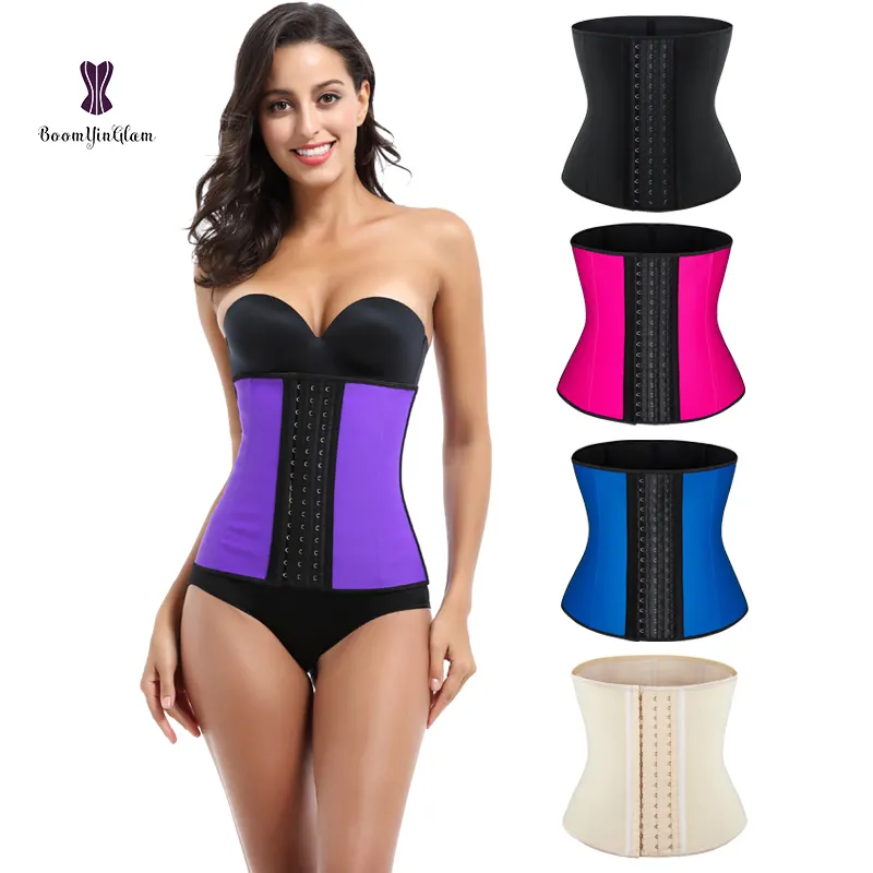Breathable Women Latex Waist Trainer Corset Workout Slimming Body Shaper 3 Rows Of Hooks fajas colombian sashes 9 steel bones