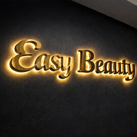 Finition Métallique Premium, Éclairage LED Halo Doux, Lumineux et Économe en Énergie, Enseigne avec Logo Personnalisé, Étanche en Extérieur, Installation Facile
