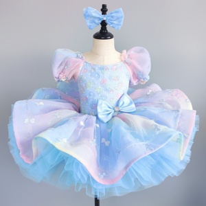 Abito da ballo formale da principessa arcobaleno per <span class=keywords><strong>bambina</strong></span> 2026, gonna tutù in poliestere, per la festa dei bambini, performance di gruppo per la scuola materna - Product Image 2