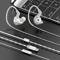 Headphone Monitor Premium Suara Berkualitas Tinggi, Earphone Kabel Tipe C dengan Mikrofon untuk Musik dan Gaming