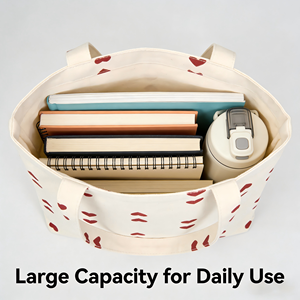 <b>Folding</b> Canvas Tote <b>Bags</b> for Students-Large Capacity Reusable Lightweight Shoulder <b>Bag</b> with Custom Logo for School & Daily Use - Product Image 4