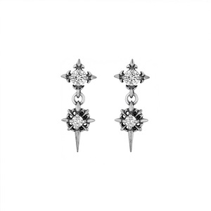 S925 Sterling Silver Star Drop Earrings Claw Setting Geometric Design For Men Women Hip Hop Fashion Jewelry Gift - Product Image 1