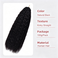 Extensions de cheveux humains vierges 100% 6D Feather Kinky, bouclées birmanes, à pointes spirales, pré-séparées, sans nœuds, pour crochet, trame simple, 14-30 pouces