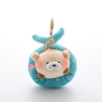 [Été Frais] Porte-clés en peluche courte ultra douce Ocean, avec pendentif petit requin mignon et figurine phoque avec bouée de natation, 12 cm