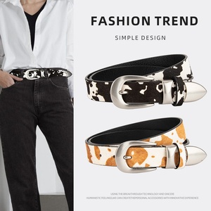 Vintage çok yönlü gerçek inek derisi kadın kemeri alaşım toka geometrik desen nefes 3.3cm genişlik Trendy aksesuarları Nichebelt - Product Image 2