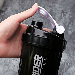 Botol Shaker Protein Plastik Bebas BPA 500ml dengan Logo Kustom, untuk Olahraga/Gym, Dilengkapi Penanda Takaran - Product Image 5