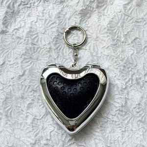 Customized Logo Printed Pocket <b>Compact</b> Folding Brush with <b>Mirror</b> Heart Foldable Portable Hair Brush with Keychain Cute Bag Charm - Product Image 5