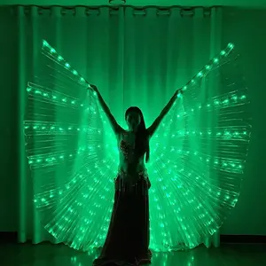 New Arrival Affordable Belly Dance Props White LED Lights Isis Butterfly Wings For Adult Belly Dancers Performance Costumes