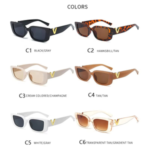 Gafas de Sol Retro Estilo Ojo de Gato Unisex para Mujer/Hombre con Patillas en Forma de V, Protección Solar para Exteriores, Gafas de Sol Cuadradas - Product Image 3