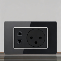 Interrupteur mural tactile moderne 2 gangs noir PC IP20 10A 230V compatible Wi-Fi application Smart Life port USB-C 1 voie 86x86mm