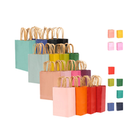 Sac en papier kraft personnalisable pour la restauration à emporter, emballage portable, élégant et coloré, avec votre propre logo, produits d'approvisionnement