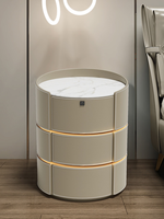 Mesa de Noche Redonda Pequeña de Madera Maciza, Moderna y de Lujo, con 3 Cajones, para Dormitorio, Sala de Estar o Apartamento, Superventas