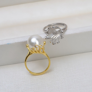 Bague ajustable en argent S925 Wenchi pour femme, bijoux avec perle 10-11, accessoires DIY, modèle incrusté de perles 16889 Chine - Product Image 2
