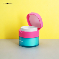 Pot cosmétique carré de luxe 50 ml en plastique avec couvercle à clapet et miroir, sans air, pour crème et hydratant