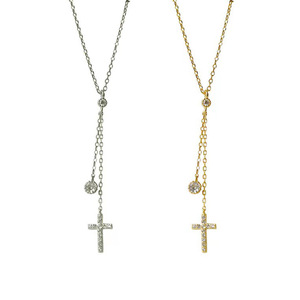 Rainbowking S925 Collier Femme en Argent Sterling Délicat Croix Tassel Clavicule Chaîne Niche Design Pendentif Ins Style <span class=keywords><strong>Rainb</strong></span> - Product Image 1