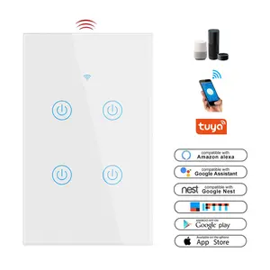 LEDEAST DS-121BW-4 Multi-Control (3 way) Tuya Switch 4 Gang US Wifi Smart Light Switch for Smart Home System