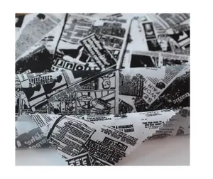 Custom Newspaper Design Printed Polyester Lining Fabric for bags