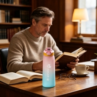 Bouteille anti-fuite sans odeur en Tritan+PP avec couvercle à ressort, compatible lave-vaisselle, idéale pour le camping, l'école, la randonnée et les festivals