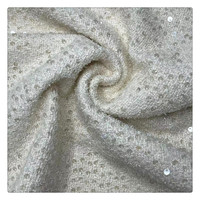 Tissu en tweed 100 % polyester à fil centipède, broderie de grandes paillettes multicolores pour manteau, costume, chapeau, sac personnalisé pour femme