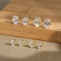 Groothandel Dames Sieraden 14K Goud Verguld 2CT 8A Zirkoon 925 Sterling Zilver 925 Oorknopjes voor Valentijnscadeau