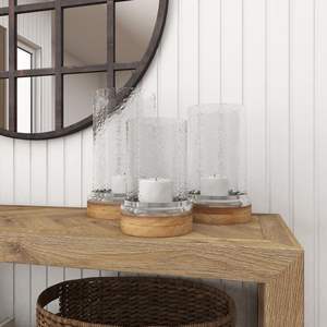 Porte-bougie en bois et verre pour la table - Product Image 5