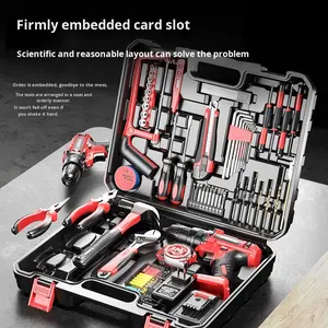 مجموعة أدوات كهربائية محمولة متعددة الاستخدامات تشمل مفك براغي ومثقاب تأثيري لاسلكي بقوة 18-21 فولت مع ضمان لمدة سنة - Product Image 1