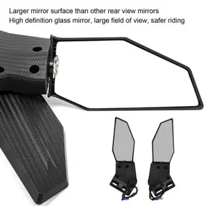 YD-T620 Custom Motorcycle Carbon Fiber Rearview Mirror Swivel Wing Fin With LED Turn Signal For YAMAHA NMAX R25