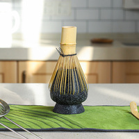 Ensemble de thé matcha 7 pièces avec bol en céramique, fouet en bambou, cuillère, support, tamis en acier inoxydable, boîte cadeau