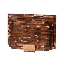 Planche à découper en bois d'acacia de qualité supérieure, épaisse et robuste, motif mosaïque, pour cuisine professionnelle