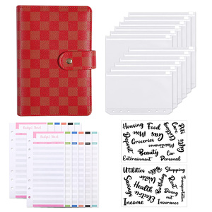 Agenda Personalizzata A6 in Pelle PU con Copertina Rigida <span class=keywords><strong>a</strong></span> <span class=keywords><strong>Quadretti</strong></span>, 6 Anelli, Portafoglio con Buste per Contanti, Pianificatore di Budget - Product Image 2