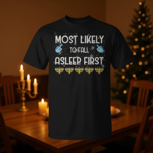 เสื้อยืดฮานุกคาห์สำหรับครอบครัวชาวยิว รุ่นพรีเมียม ที่มีโอกาสหลับใหลได้ก่อนส่วนใหญ่ - Product Image 1