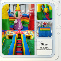 Toboggan Gonflable Double Piste Clown Park pour Location Extérieure, Château Gonflable pour Enfants, Fêtes d'Anniversaire et Activités Festives