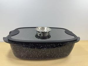 आधुनिक डिजाइन डाई कास्ट एल्यूमीनियम कुकवेयर रोस्टर मछली पैन के साथ ग्लास ढक्कन फैक्टरी मूल्य धातु बर्तन पकाने के लिए धातु बर्तन - Product Image 5