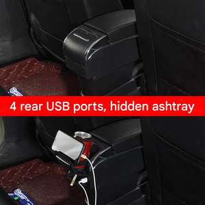 Boîte de rangement de luxe en cuir pour <span class=keywords><strong>console</strong></span> <span class=keywords><strong>centrale</strong></span> de voiture avec accoudoir, porte-gobelet et chargeur USB intégré - Product Image 3