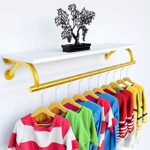 Présentoir autoportant en métal doré Art Déco multifonctionnel - 1 étagère, montage facile, pour magasin de vêtements - Product Image 1