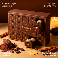 Boîte de calendrier de l'avent en chocolat personnalisée, boîte rigide en papier multi-tiroirs pour cadeau de Noël en chocolat