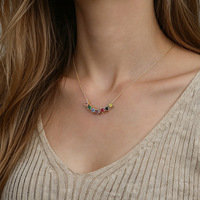 Collar con Colgante DIY Mini Star de Glowluxe, Diseño de Barra Curva con Circonitas Multicolores, Plata de Ley 925, Joyería en Tono Dorado