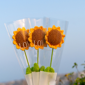 Fleurs artificielles en gros, fil à tricoter, accessoires DIY faits à la main, cadeaux, tournesol, rose, tulipe, œillet, décoration intérieure, fleurs en laine - Product Image 6