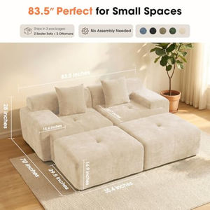 Sofá Seccional Modular con 2 Otomanas Móviles, Sofá Cama Acogedor Tipo Nube, Sofás sin Estructura para Sala de Estar, No Requiere Ensamblaje - Product Image 3