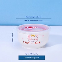 Bol en céramique pour la conservation des aliments, 5/6 pouces, compatible micro-ondes, boîte à lunch pour réfrigérateur, couvercle hermétique, motif floral, nouveau bol de style chinois