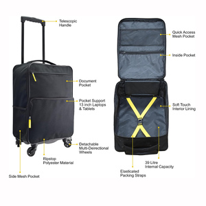 2023 Unisex Modischer faltbarer Geschäfts reise koffer Polyester-Trolley-Gepäck mit Spinner-Caster und Schloss - Product Image 4